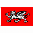 English Wessex Dragon B flag with black and white dragon on red, 5ft x 3ft