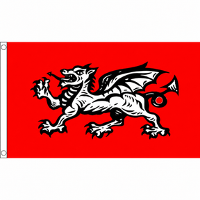 English Wessex Dragon B flag with black and white dragon on red, 5ft x 3ft