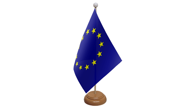 Flagmania European Union (EU) wooden hand flags, 9x6 inch, pack of 12, no bases