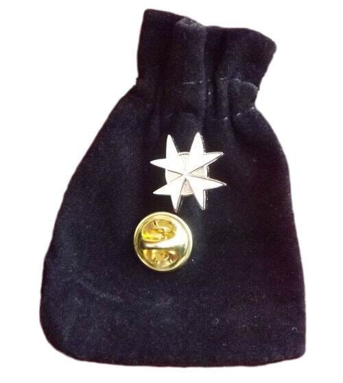 Masonic White Knights Templar Enamel Lapel Pin Badge with Black Velvet Pouch image 0