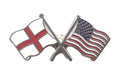 England & U.S.A. America Flags Friendship Courtesy Enamel Lapel Pin Badge T956 image 0