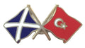 Scotland & Turkey Flags Friendship Courtesy Enamel Lapel Pin Badge T618 image 0