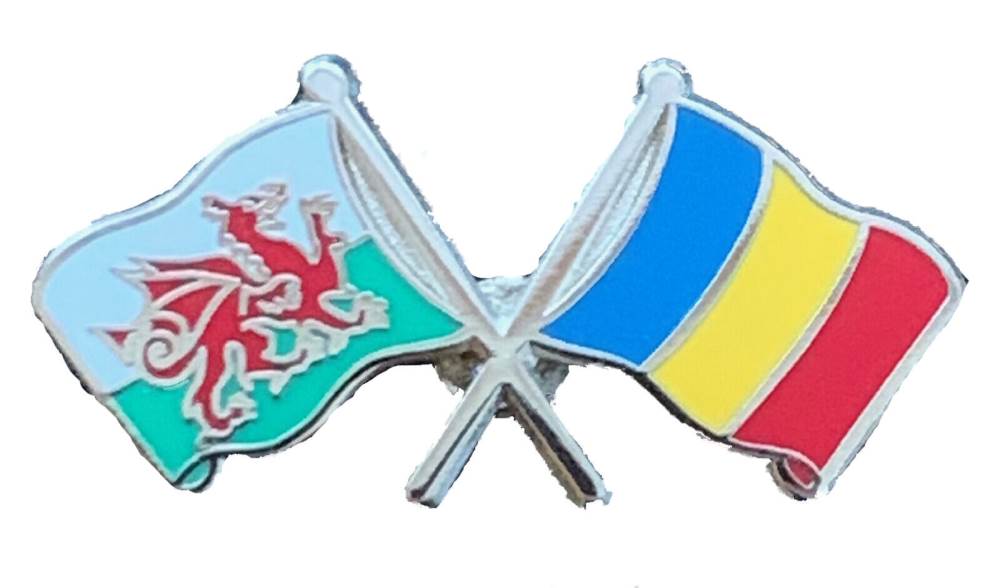 Wales & Romania Flags Friendship Courtesy Enamel Lapel Pin Badge T707 image 2