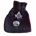 Masonic Cut Out Crest + G Silver Enamel Lapel Pin Badge with Black Velvet Pouch image 0