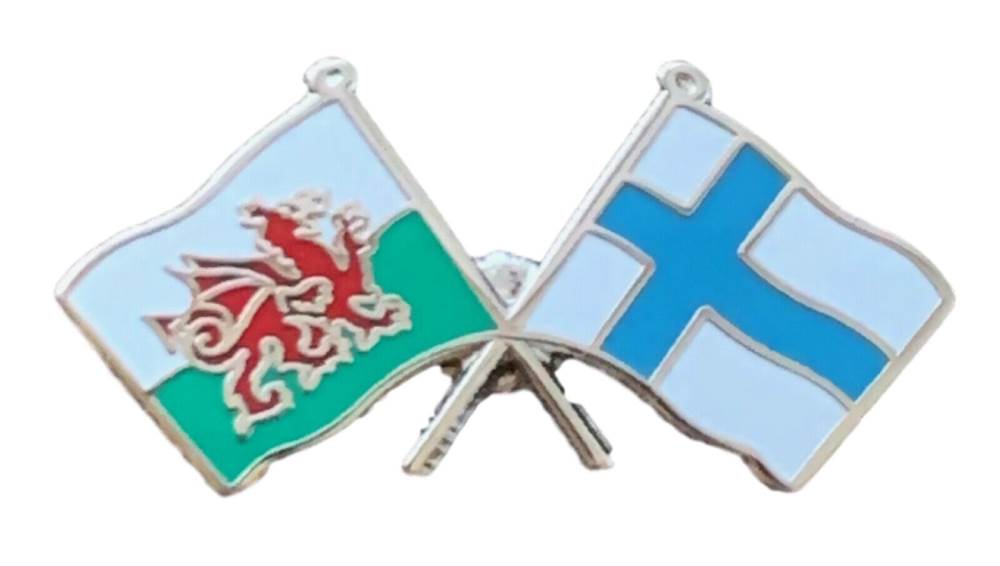 Wales & Finland Flags Friendship Courtesy Enamel Lapel Pin Badge T636 image 0
