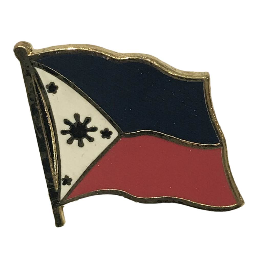 Philippines National Flag 3/4 Gold Plated Courtesy Enamel Pin Badge image 0