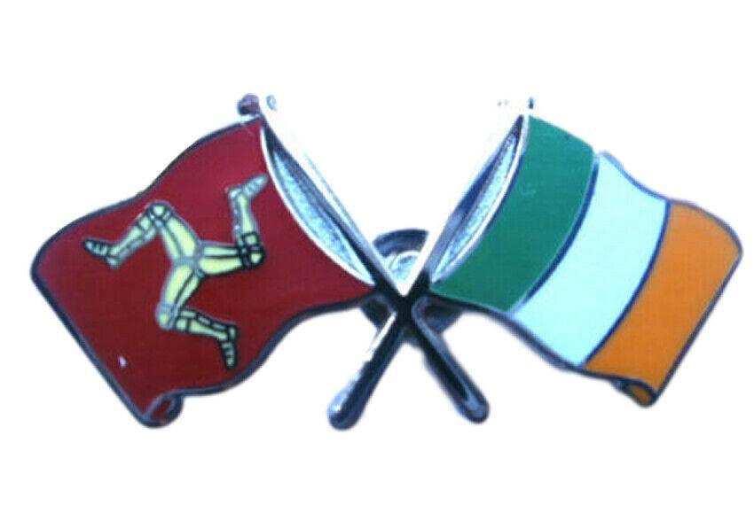 Isle Of Man And Ireland Eire Tricolour Friendship Flags Enamel Lapel Pin Badge image 2