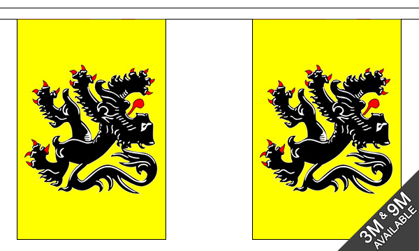 Flanders Lion 3 metre bunting, 10 flags - Flagmania