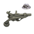 Antique flintlock pistol pewter lapel pin badge with butterfly clutch fastening