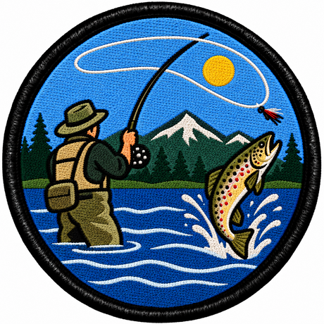 Fly Fishing 80mm embroidered patch