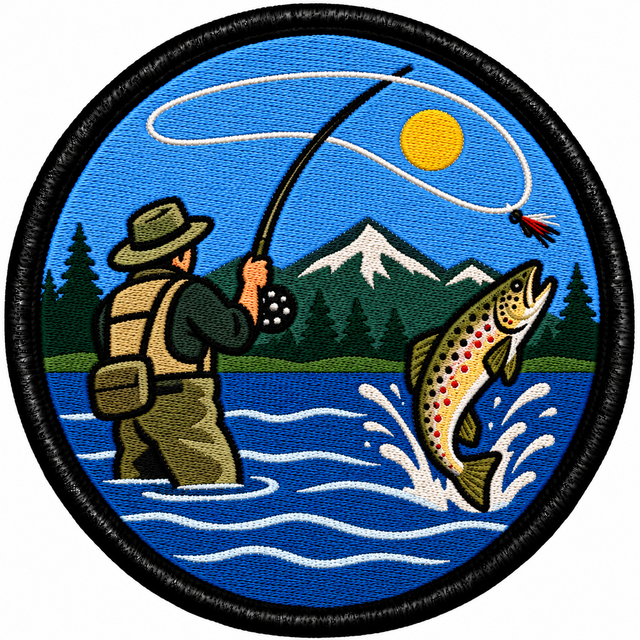 Fly Fishing 80mm embroidered patch