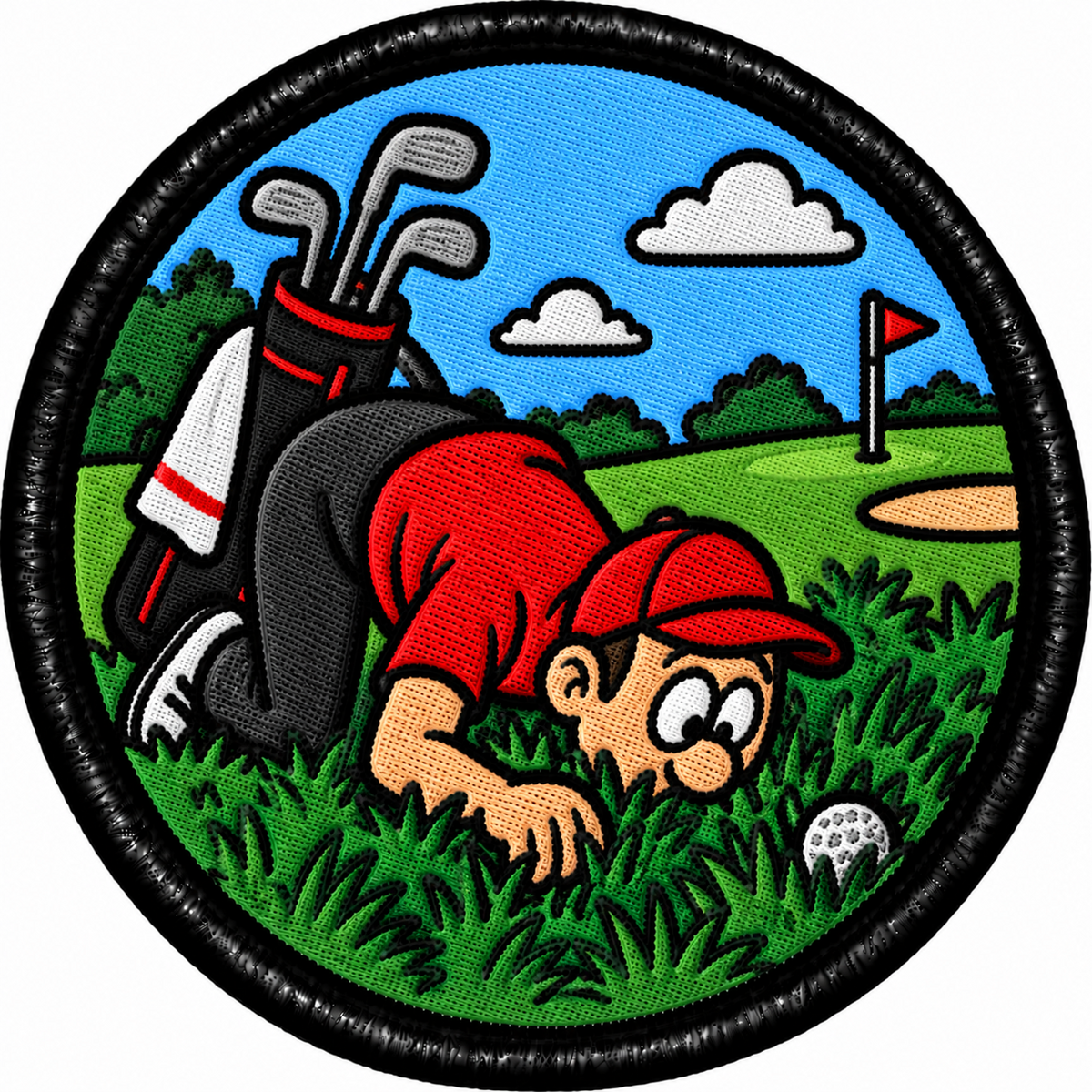 Funny Golfer Searching for Lost Ball 80mm embroidered patch