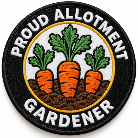 Proud Allotment Gardener 80mm circular embroidered gardening patch