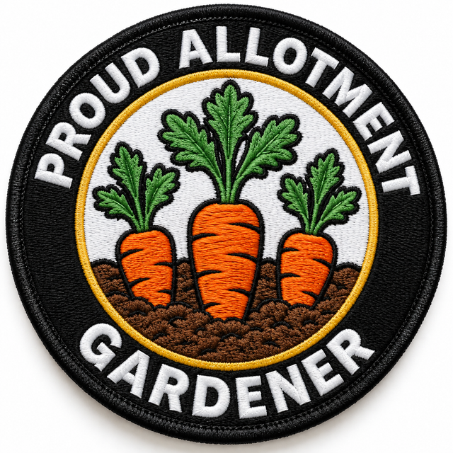 Proud Allotment Gardener 80mm circular embroidered gardening patch