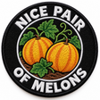 Nice Pair of Melons 80mm circular embroidered gardening patch