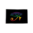 Gay Goth Pride Flag 5ft x 3ft with rainbow Eye of Horus on black background