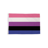 Genderfluid Pride Flag 5ft x 3ft with pink white purple black and blue stripes