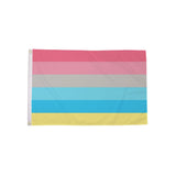 Genderflux Pride Flag 5ft x 3ft with pink grey turquoise blue and yellow stripes