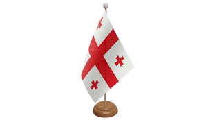 Flagmania Georgia Republic New wooden hand flags, 9x6 inch, pack of 12, no bases