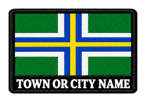 Gloucestershire personalised county patch artwork preview, 90 x 60mm