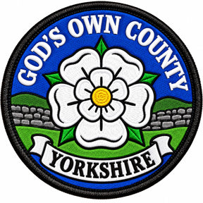 God's Own County Yorkshire White Rose 80mm Embroidered Patch