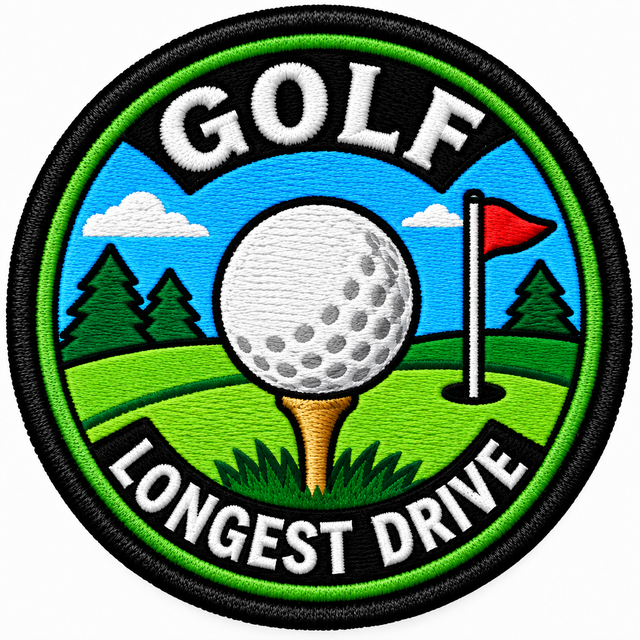 Golf Longest Drive 80mm embroidered patch