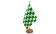 Flagmania Green and White Check wooden hand flags, 9x6 inch, pack of 12, no bases