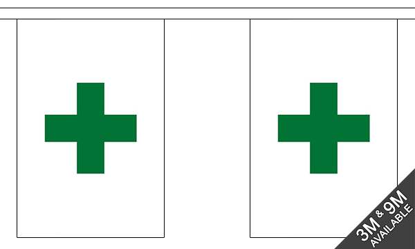 Flagmania Green Cross Bunting, 9 metre bunting