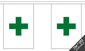 Green Cross 3 metre bunting, 10 flags - Flagmania