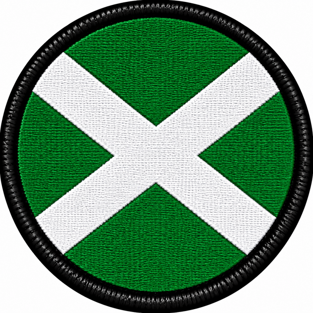 Green Saltire Flag 80mm Embroidered Patch