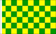 Flagmania Green and Yellow Check (Sleeved) 3ft x 2ft Polyester Flag on white background