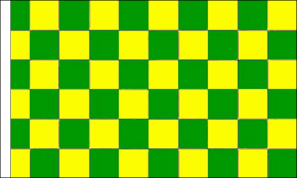 Flagmania Green and Yellow Check (Sleeved) 3ft x 2ft Polyester Flag on white background