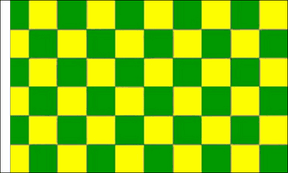 Flagmania Green and Yellow Check (Sleeved) 3ft x 2ft Polyester Flag on white background