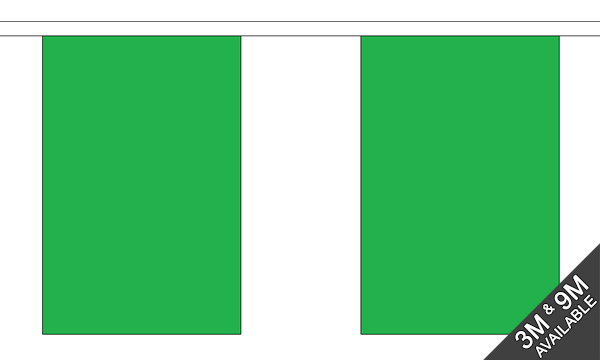 Flagmania Plain Green Bunting, 9 metre bunting