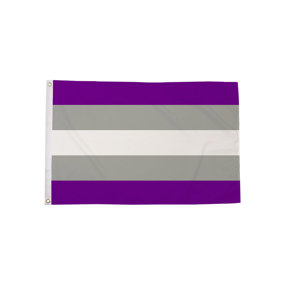 Greysexual Pride Flag 5ft x 3ft with purple grey and white horizontal stripes