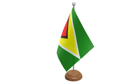 Flagmania Guyana wooden hand flags, 9x6 inch, pack of 12, no bases