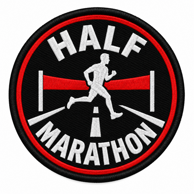 Half Marathon - Red Finish Line 80mm embroidered patch