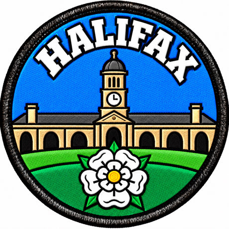Halifax Yorkshire Clock Tower White Rose 80mm Embroidered Patch