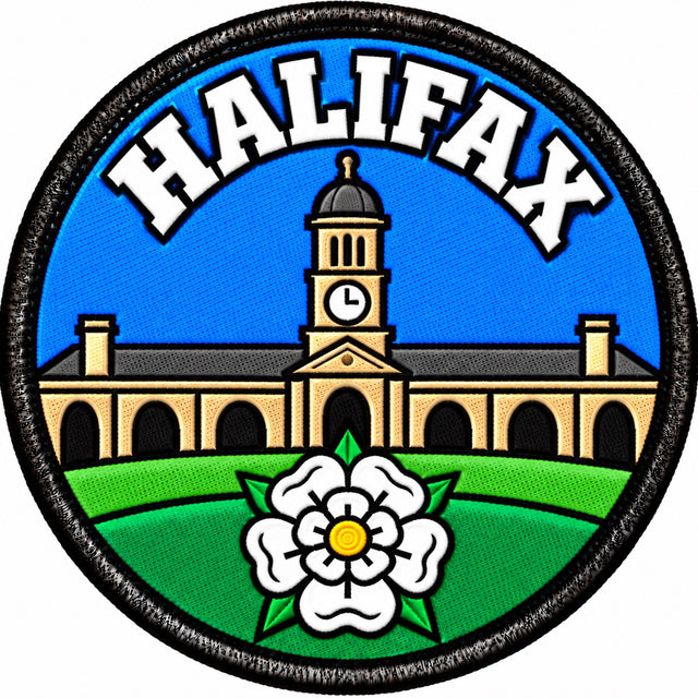 Halifax Yorkshire Clock Tower White Rose 80mm Embroidered Patch