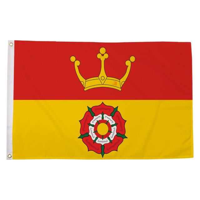 Hampshire new county flag with gold crown on red above a Tudor rose on gold, 5ft x 3ft