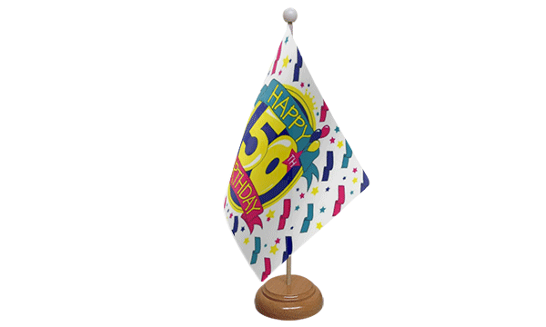 Flagmania Happy 50th Birthday wooden hand flags, 9x6 inch, pack of 12, no bases