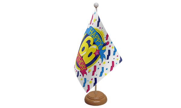 Flagmania Happy 60th Birthday wooden hand flags, 9x6 inch, pack of 12, no bases