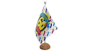 Flagmania Happy 60th Birthday wooden hand flags, 9x6 inch, pack of 12, no bases