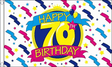 Flagmania Happy 70th Birthday wooden hand flags, 9x6 inch, pack of 12, no bases