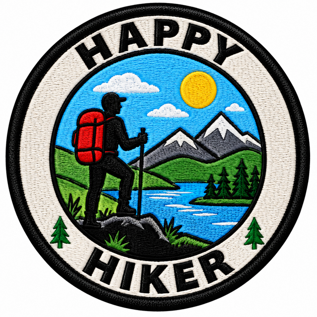 Happy Hiker 80mm embroidered patch