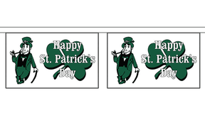 Happy St Patricks Day (White) Horizontal 3 metre bunting, 10 flags - Flagmania
