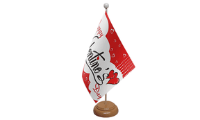 Flagmania Happy Valentines Day wooden hand flags, 9x6 inch, pack of 12, no bases