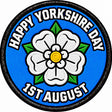 Happy Yorkshire Day 1st August White Rose 80mm Embroidered Patch