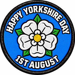 Happy Yorkshire Day 1st August White Rose 80mm Embroidered Patch