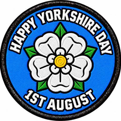 Happy Yorkshire Day 1st August White Rose 80mm Embroidered Patch